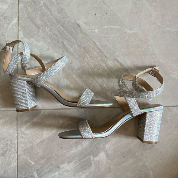 Silver Wrap Around Heels  - Picture 1 of 3